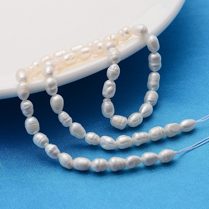 Grado de hebras de perlas de agua dulce cultivadas naturales, idea para el regalo del día de madre, granos de arroz