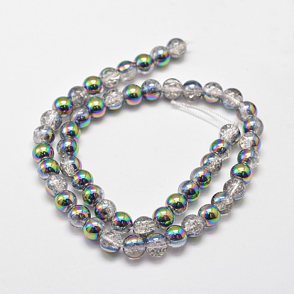 Electroplate Synthetic Crackle Quartz Beads Strands, Round