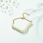 Glass Pearl Braided Beaded Bracelets, 304 Stainless Steel Jewelry for Women
