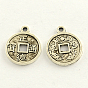 Тибетский Стиль цинковый сплав подвески Китайские монеты, 19x15x2 мм, Отверстие : 2 мм , около 735 шт / 1000 г