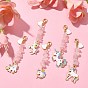 Alloy Enamel Unicorn & Heart Pendant Decorations, Natural Rose Quartz Chips and 304 Stainless Steel Lobster Claw Clasps Charms