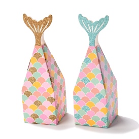 Boîtes de bonbons en papier, bijoux bonbons boîtes de cadeau de fête de mariage, rectangle en forme de queue de poisson