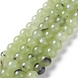 Brins de perles de préhnite imitation jade blanc naturel, ronde, teint