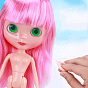Plastic Movable Joints Action Figure Body, with Head & Bang Straight Hairstyle, for Female BJD Doll Accessories Marking
