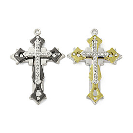 Two Tone Alloy with Rhinestone Pendants, Cross Charms