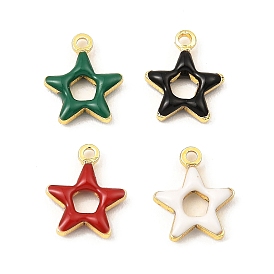Brass Enamel Charms, Real 18K Gold Plated, Long-Lasting Plated, Lead Free & Cadmium Free, Star Charm