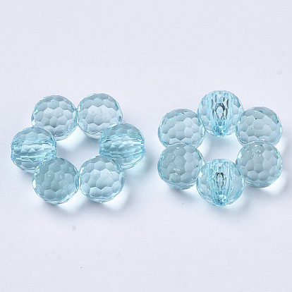 Perles acryliques transparentes, teint, facette, fleur