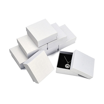 Cajas de joyas de cartón, para arete y anillo y colgante, con la esponja en el interior, plaza