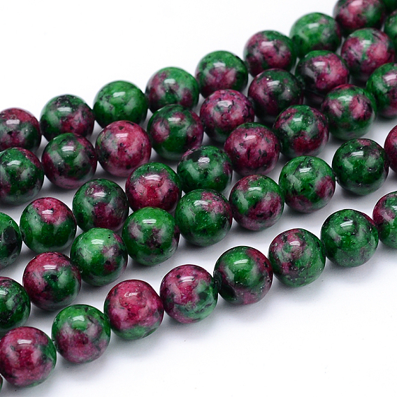 Synthetic Ruby in Zoisite Beads Strands, Dyed, Round