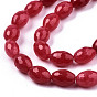 Natural White Jade Beads Strands, Dyed, Faceted, Rice