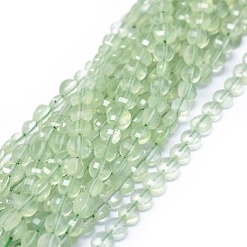 Natural Prehnite Beads Strands, Grade AA, Faceted, Flat Round