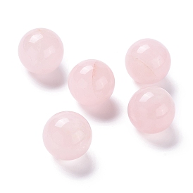 Natural Rose Quartz Beads, No Hole/Undrilled, for Wire Wrapped Pendant Making, Round