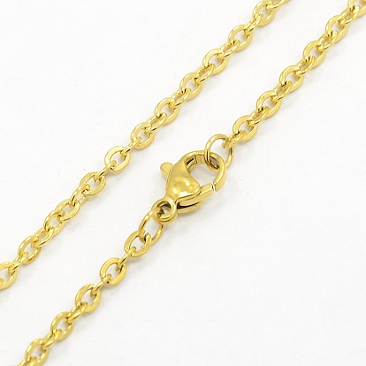 Unisex Casual Style 304 Stainless Steel Cable Chain Necklaces, with Lobster Claw Clasps