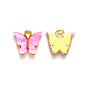 Alloy Pendants, with Resin and Glitter Powder, Cadmium Free & Lead Free, Butterfly, Golden