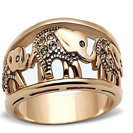 Crystal Rhinestone Elephant Finger Ring, Alloy Hollow Ring for Womenc