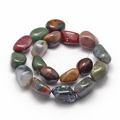Natural Indian Agate Beads Strands, Tumbled Stone, Nuggets