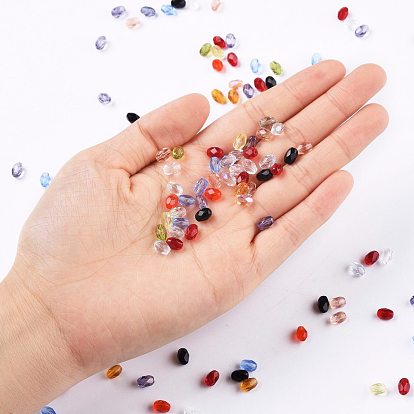 Perles de verre tchèques transparentes galvanisées, facette, riz