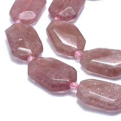 Natural Strawberry Quartz Beads Strands, Faceted, Oval