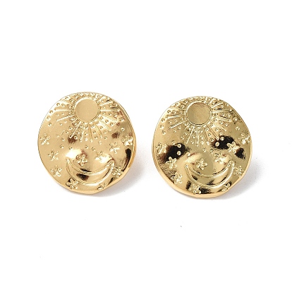 304 Stainless Steel Sun with Moon Stud Earrings for Women