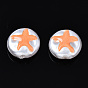 3 d cuentas de perlas de imitación de plástico abs impresas, plano y redondo con estrellas de mar