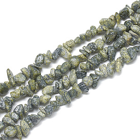 Natural Serpentine/Green Lace Stone Beads Strands, Chip