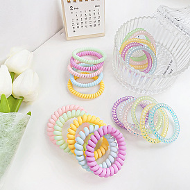 Cream Telephone Cord Hair Ties Set with Laser Holographic Colors for Kids' Thick Ponytails and Headbands