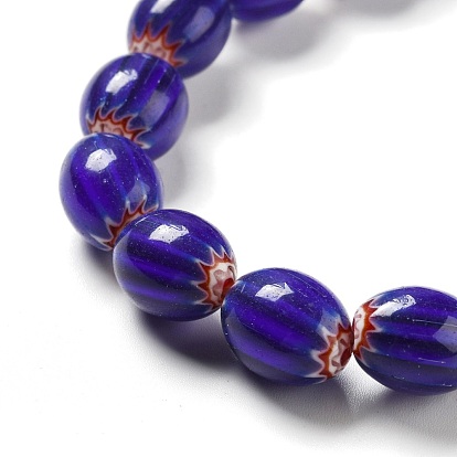 HHandmade Lampwork Beads Strands, Oval with Flower
