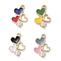 Alloy Pendants, with Enamel and Plastic Imitation Pearl, Heart, Light Gold