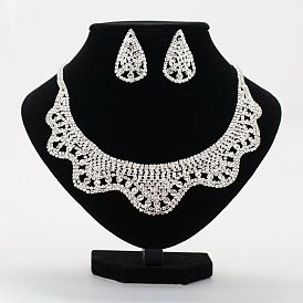 Роскошный комплект ожерелья и серег в виде капель с кристаллами для весеннего наряда n350