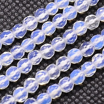 Opalite Beads Strands, Faceted, Round, 4mm, Hole: 1mm, about 90pcs/strand, 15.35 inch