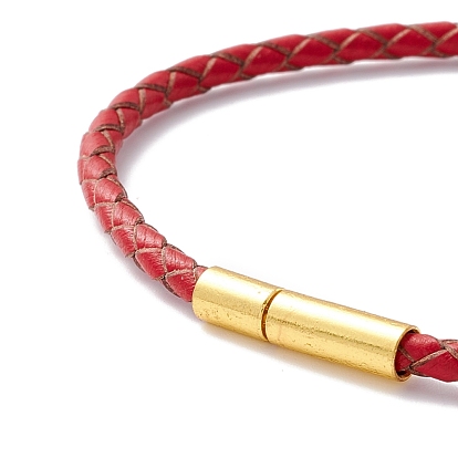 Braided Leather Cord Bracelet for Women, Golden