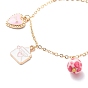 Mot amour coeur papillon alliage émail bracelet à breloques avec perles de résine, bijoux thème saint valentin pour femme