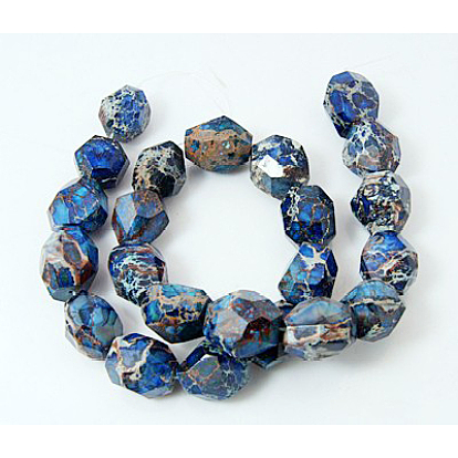 Brins de perles de jaspe impérial naturel, teints et chauffée, couleur mixte, facette