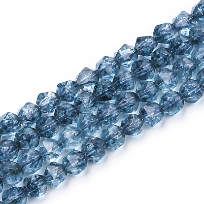 De perlas de cristal de cuarzo natural hebras, cuentas redondas con corte de estrella, facetados, teñido