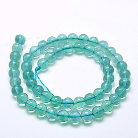 Natural Blue Fluorite Beads Strands, Grade A, Round