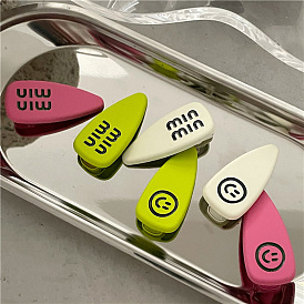 Colorful Rubber Coated Alloy Hair Clip with Cute Letters and Smiling Duckbill Design
