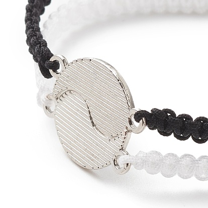 Émail yin yang couple assorti bracelets de perles tressées ensemble, bracelets ajustables pour femmes