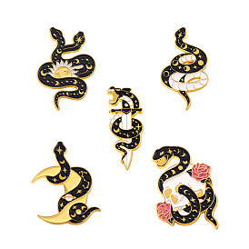 Alloy with Enamel Brooch, Snake Theme