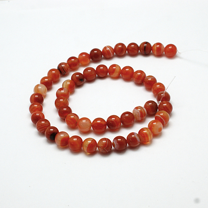 Natural Red Agate Bead Strands, Dyed, Round