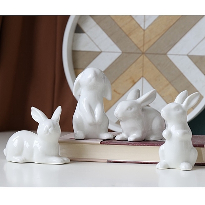 Керамические фигурки кроликов на пасхальную тематику, для украшения рабочего стола домашнего офиса