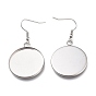 304 Stainless Steel Earring Hooks, with Blank Pendant Trays, Flat Round Setting for Cabochon