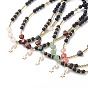 Natural Lava Rock & Gemstone Heart Beaded Necklace, Natural Pearl with 304 Stainless Steel Star Charm Necklace for Women