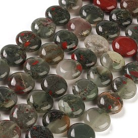 Natural African Bloodstone Beads Strands, Flat Round