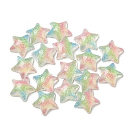 Luminous Transparent Resin Decoden Cabochons, Glow in the Dark Star with Glitter Powder