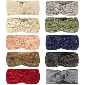 Acrylic Fiber Color Point Yarn Warmer Headbands, Soft Stretch Thick Cable Knit Head Wrap for Women
