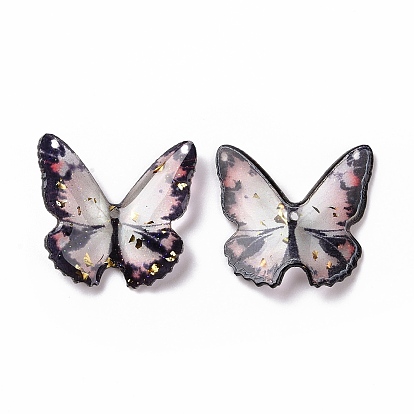Transparent Resin Cabochons, with Gold Foil, Butterfly