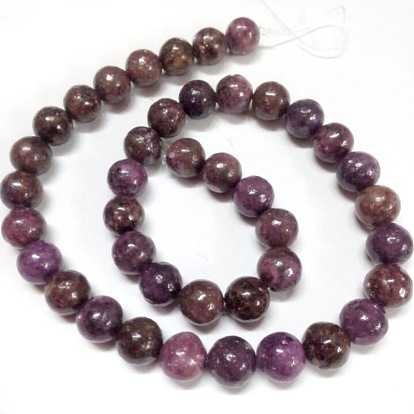 Natural Lepidolite/Purple Mica Stone Round Bead Strands