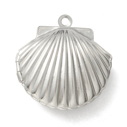304 Stainless Steel Diffuser Locket Pendants, Photo Frame Pendants for Necklaces, Shell