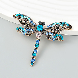 Sparkling Dragonfly Brooch - Summer Alloy Rhinestone Pin for Girls, Fashionable Accessory