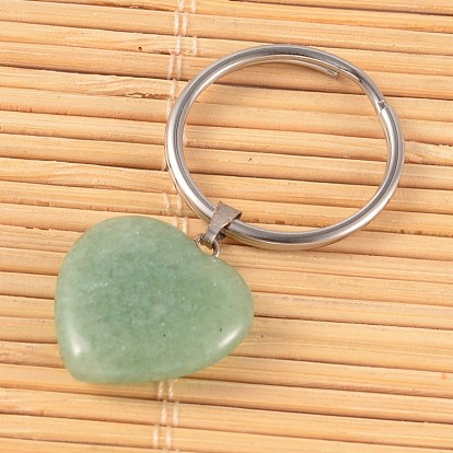 Брелок сердце натуральный и синтетический смешанный драгоценный камень, с 316 хирургическими застежками для ключей из нержавеющей стали